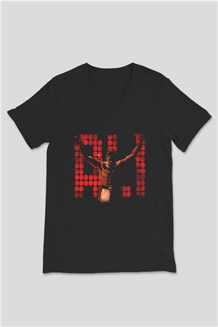 Muhammed Ali Siyah Unisex V Yaka Tişört T-Shirt