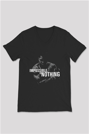 Muhammed Ali Siyah Unisex V Yaka Tişört T-Shirt