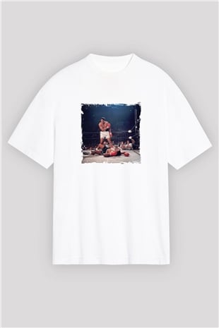 Muhammed Ali Oversize Baskılı Beyaz Tişört