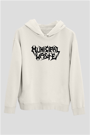 Municipal Waste Beyaz Unisex Kapşonlu Sweatshirt