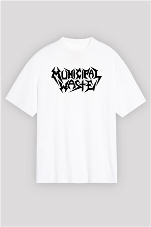 Municipal Waste Beyaz Unisex Oversize Tişört T-Shirt