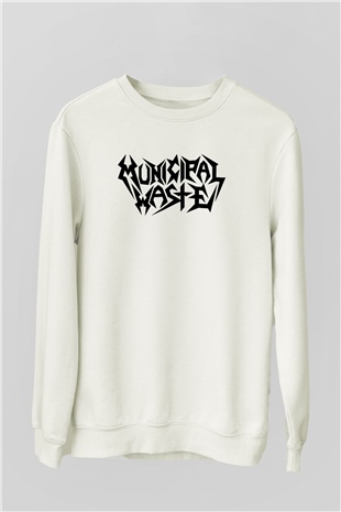 Municipal Waste Beyaz Unisex Sweatshirt