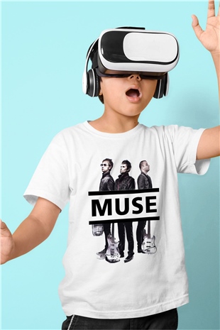 Muse Baskılı Beyaz Unisex Çocuk Tişört