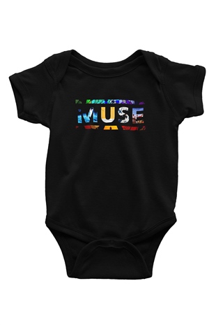 Muse Baskılı Siyah Bebek Body - Zıbın