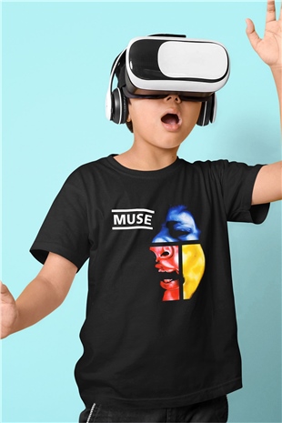 Muse Baskılı Siyah Unisex Çocuk Tişört