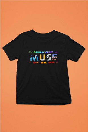 Muse Baskılı Siyah Unisex Çocuk Tişört