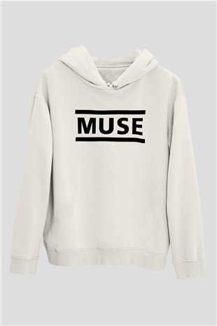 Muse Beyaz Unisex Kapüşonlu Sweatshirt