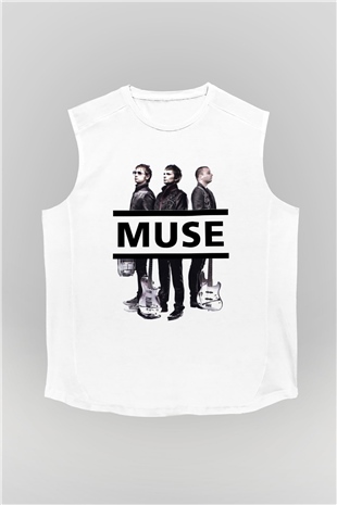 Muse Beyaz Unisex Kolsuz Tişört