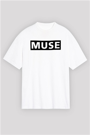Muse Beyaz Unisex Oversize Tişört T-Shirt