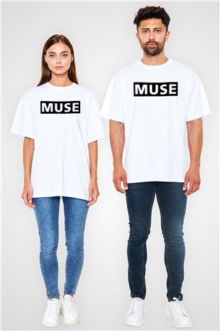 Muse Beyaz Unisex Oversize Tişört T-Shirt