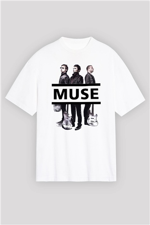 Muse Beyaz Unisex Oversize Tişört T-Shirt