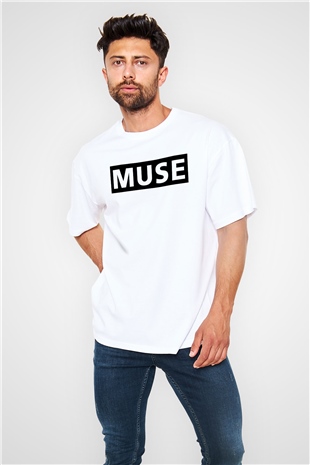 Muse Beyaz Unisex Oversize Tişört T-Shirt