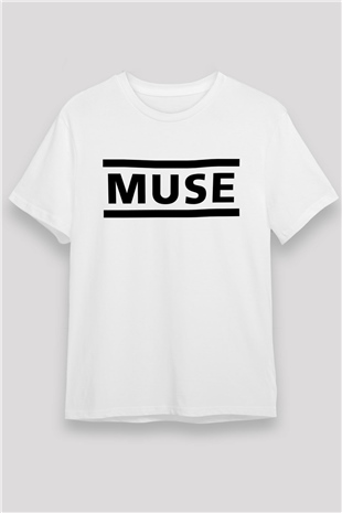 Muse Beyaz Unisex Tişört T-Shirt - TişörtFabrikası