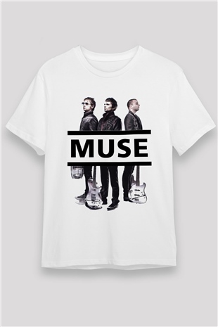 Muse Beyaz Unisex Tişört T-Shirt - TişörtFabrikası