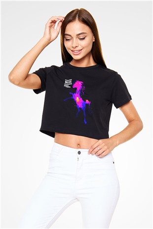 Muse Siyah Crop Top Tişört