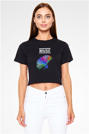Muse Siyah Crop Top Tişört
