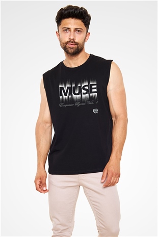 Muse Siyah Unisex Kolsuz Tişört