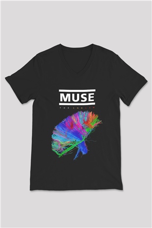 Muse Siyah Unisex V Yaka Tişört T-Shirt