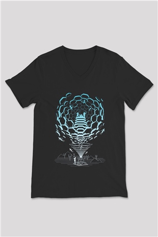 Muse Siyah Unisex V Yaka Tişört T-Shirt