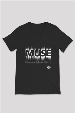 Muse Siyah Unisex V Yaka Tişört T-Shirt