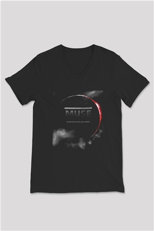 Muse Siyah Unisex V Yaka Tişört T-Shirt