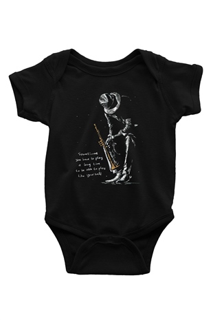 Müzisyen BaskılıSiyah  Bebek Body - Zıbın
