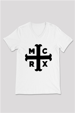 My Chemical Romance Beyaz Unisex V Yaka Tişört T-Shirt