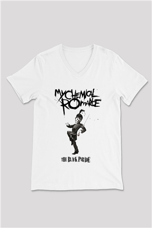 My Chemical Romance Beyaz Unisex V Yaka Tişört T-Shirt