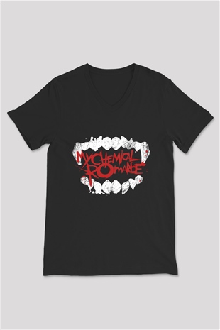 My Chemical Romance Siyah Unisex V Yaka Tişört T-Shirt