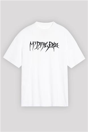 My Dying Bride Baskılı Beyaz Unisex Oversize Tişört - Tshirt