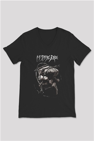 My Dying Bride Baskılı Unisex Siyah V Yaka Tişört - Tshirt