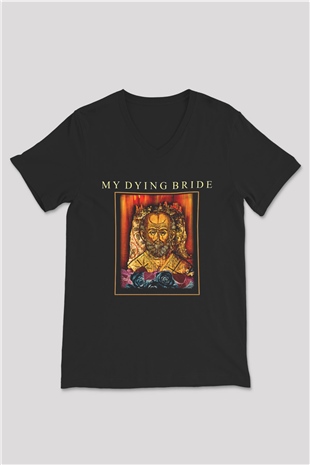 My Dying Bride Baskılı Unisex Siyah V Yaka Tişört - Tshirt