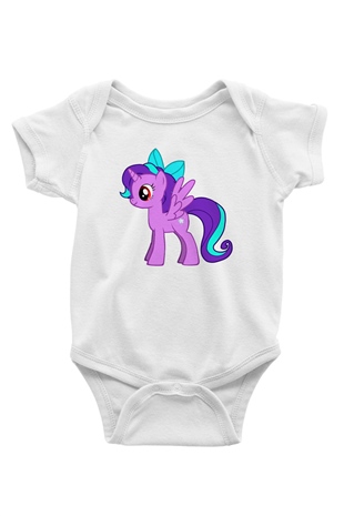 My Little Pony Baskılı Beyaz Unisex Bebek Body - Zıbın