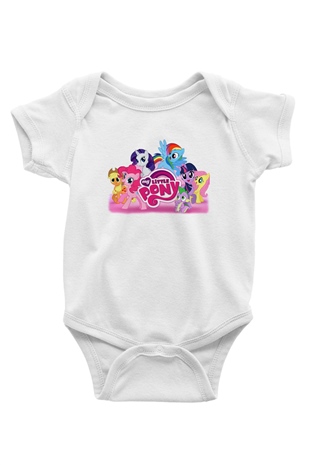 My Little Pony Baskılı Beyaz Unisex Bebek Body - Zıbın