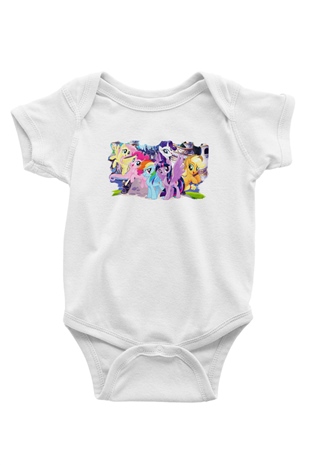 My Little Pony Baskılı Beyaz Unisex Bebek Body - Zıbın