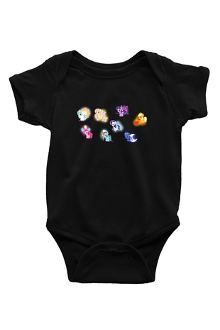 My Little Pony Baskılı Siyah Bebek Body - Zıbın