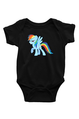 My Little Pony Baskılı Siyah Bebek Body - Zıbın