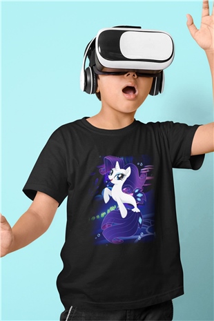 My Little Pony Baskılı Siyah Unisex Çocuk Tişört