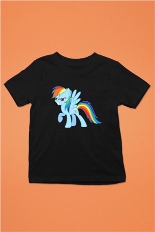 My Little Pony Baskılı Siyah Unisex Çocuk Tişört