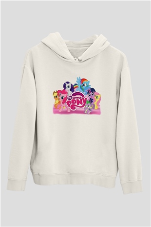 My Little Pony Beyaz Unisex Kapşonlu Sweatshirt