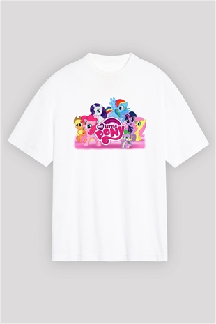 My Little Pony Beyaz Unisex Oversize Tişört
