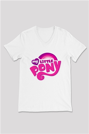 My Little Pony Beyaz Unisex V Yaka Tişört