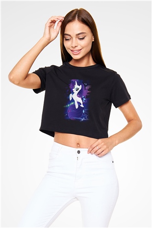 My Little Pony Siyah Crop Top Tişört