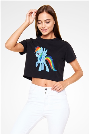 My Little Pony Siyah Crop Top Tişört