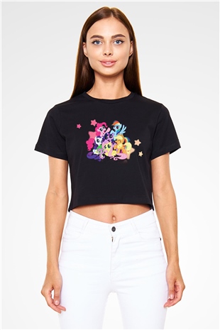 My Little Pony Siyah Crop Top Tişört