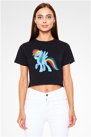 My Little Pony Siyah Crop Top Tişört