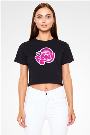 My Little Pony Siyah   Crop Top Tişört