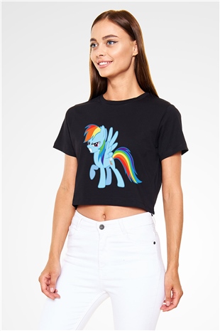 My Little Pony Siyah Crop Top Tişört