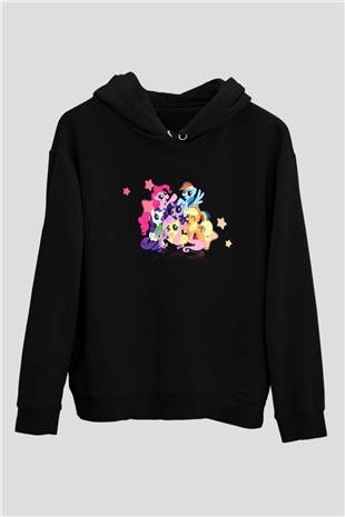My Little Pony Siyah Unisex Kapüşonlu Sweatshirt