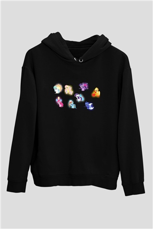 My Little Pony Siyah Unisex Kapüşonlu Sweatshirt